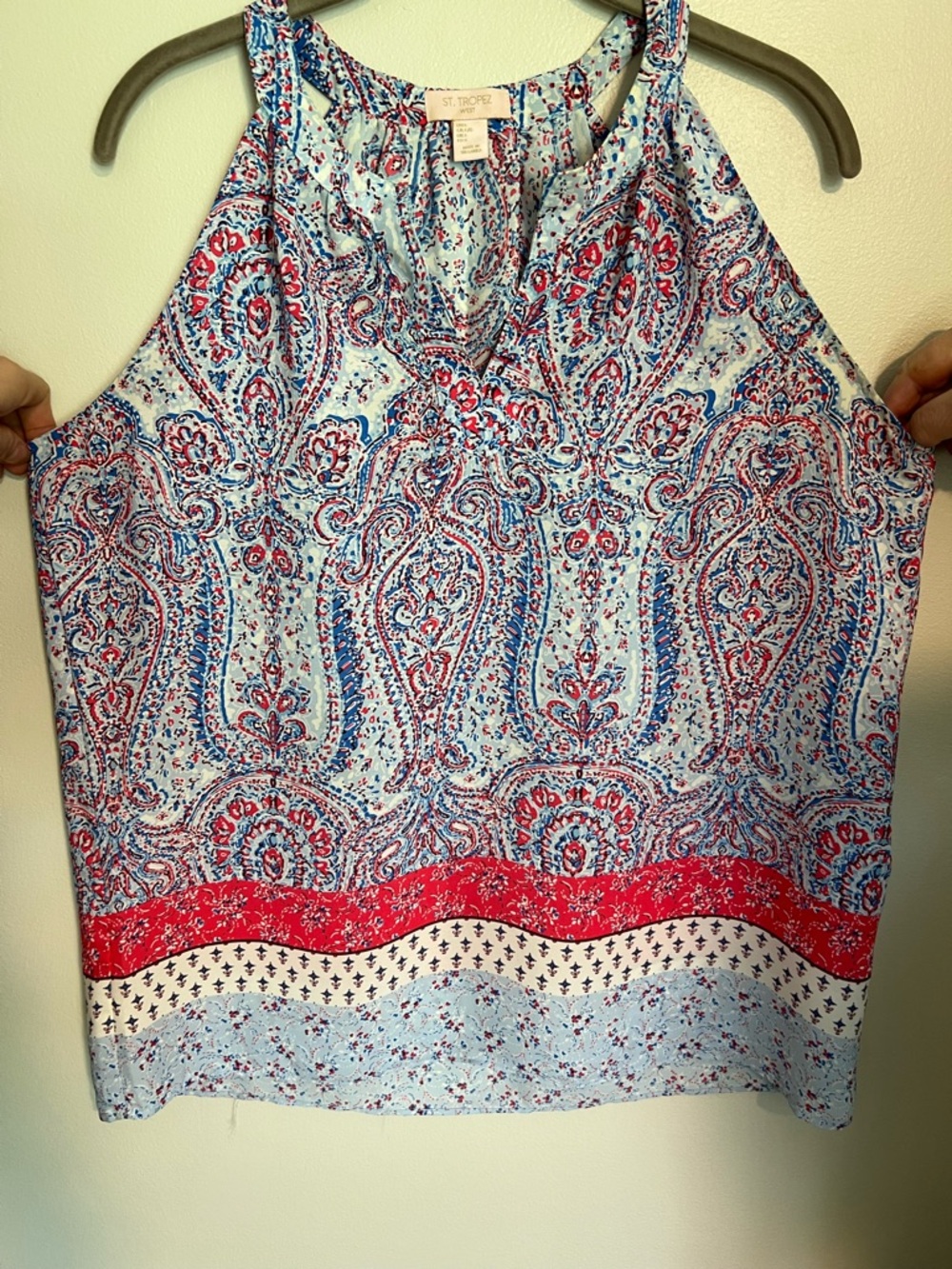 St. Tropez Paisley Halter-Style Camisole - Blue & Red